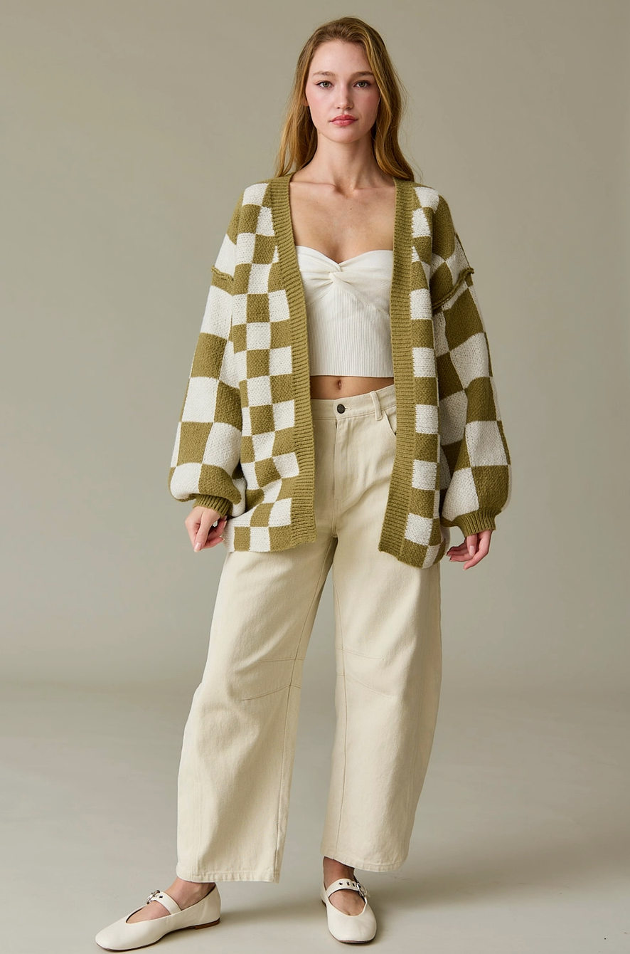 Blair Oversized Checker Cardigan