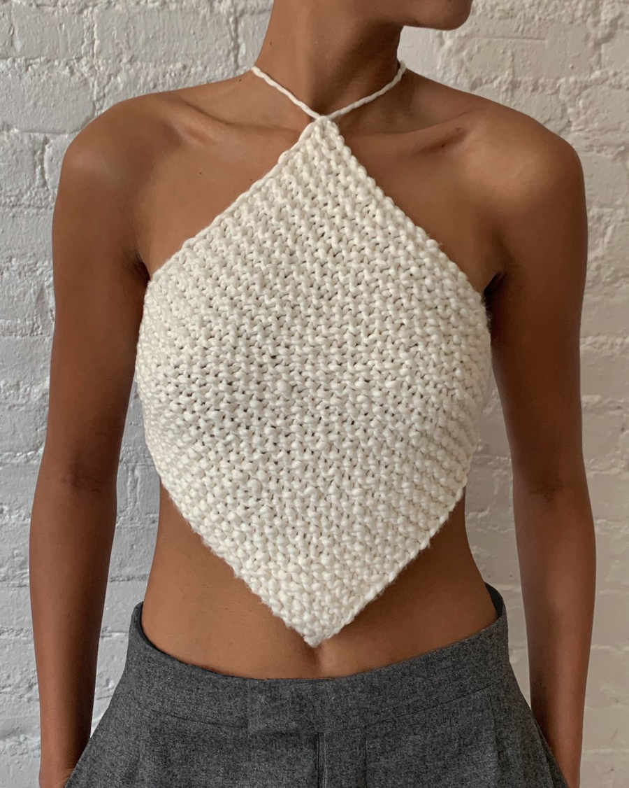 Love Story White Crochet Halter Crop Top