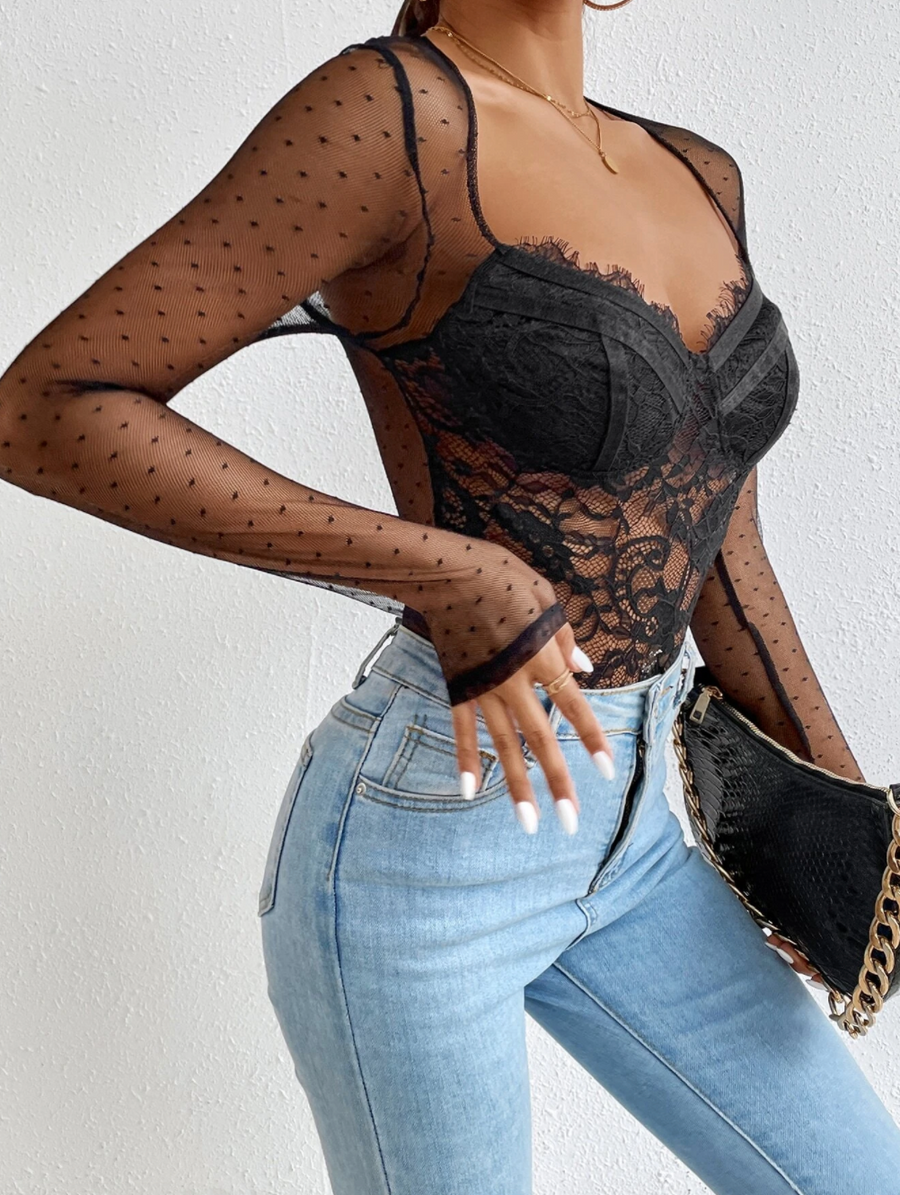 Iyanna Mesh Long Sleeve Bodysuit